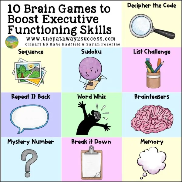 Brain training games interface showing various cognitive exercises